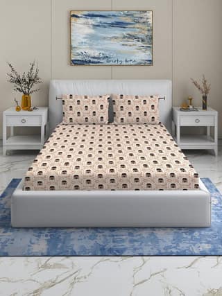 Quirky Home Fantasy Collection Premium Cotton Blend 180 TC Fitted Double Wrinklefree Bedsheet with 2 Pillow Covers, Baby Pink Floral