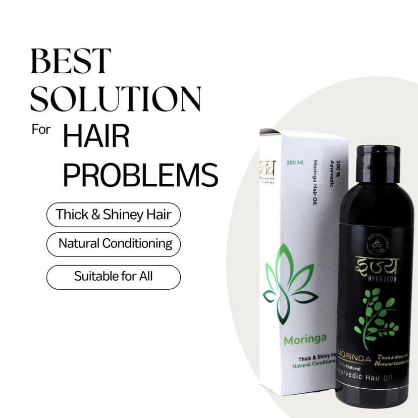 Ijya Ayurveda Moringa Miracle Ayurvedic Hair Oil - Promotes Thick & Shiny Hair | Natural Conditioning with Moringa, Curry Leaves, Coconut Oil & Hibiscus | 100% Natural view 3