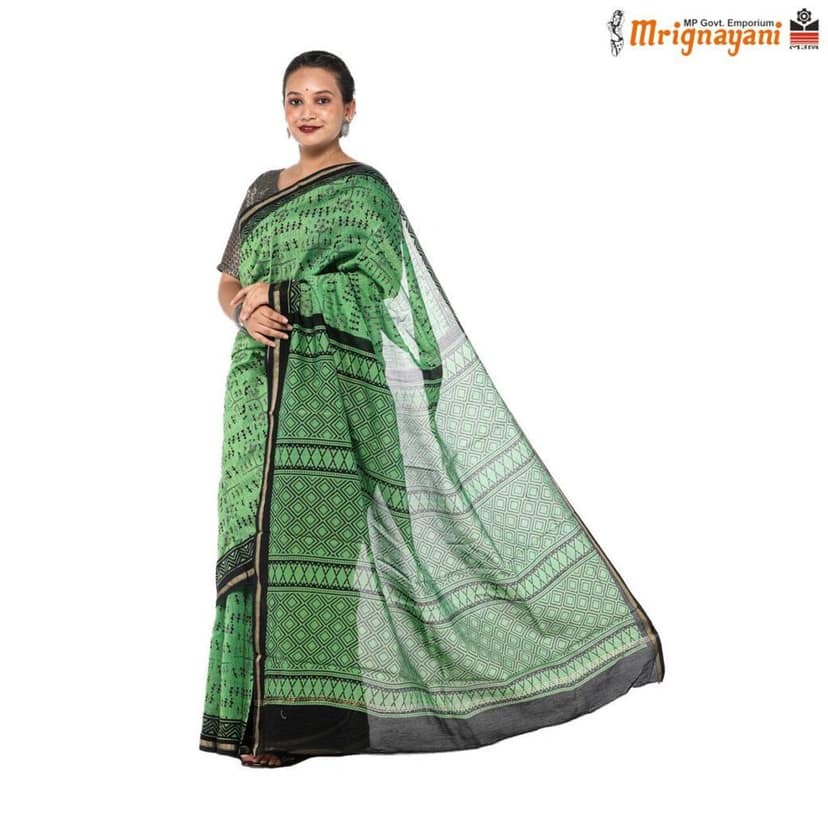 HANDLOOM CHANDERI SILK SAREE WITH BLOUSE (SKU - 1SCZ01180522 , SAREE - 1229) view 2