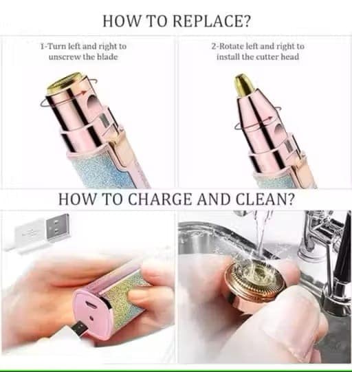 2 in 1 Rainbow Blowless Painless Face Hair Removal Machine for Women Upper lip, Eyebrow Hair, Chin Hair Epilator Hair Remover Trimmer for Women view 2