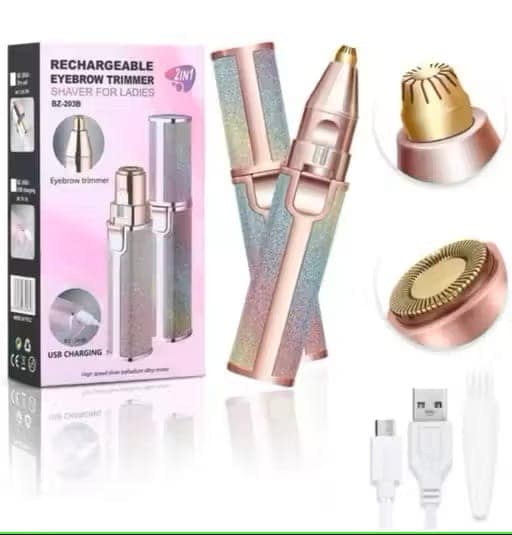 2 in 1 Rainbow Blowless Painless Face Hair Removal Machine for Women Upper lip, Eyebrow Hair, Chin Hair Epilator Hair Remover Trimmer for Women view 3