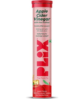 Plix Apple Cider Vinegar Effervescent Tablet with mother,Vit B6 & B12 for weight loss (15 No)