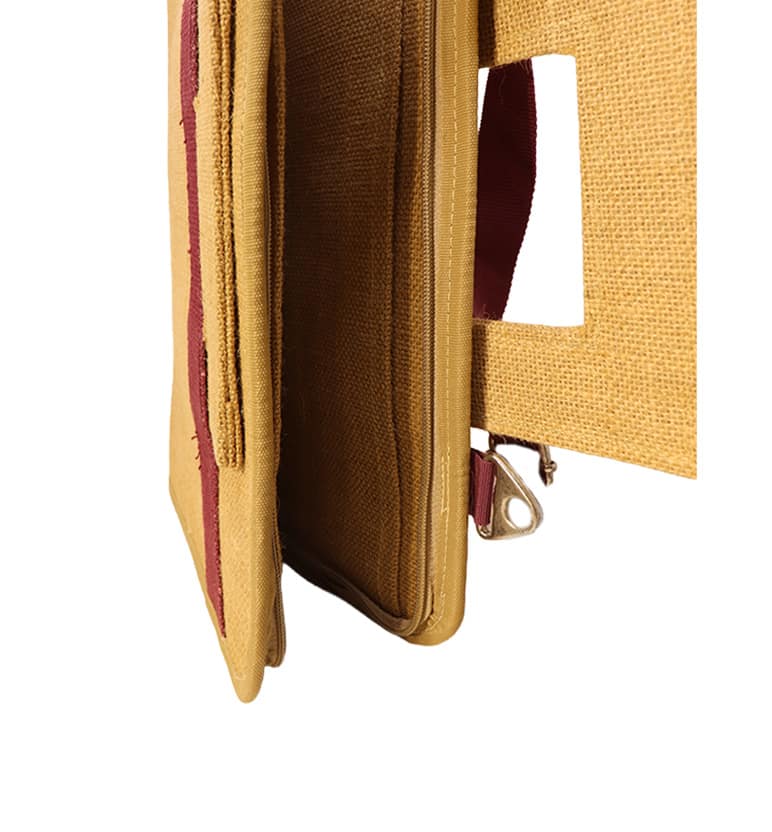 Hancrafted Natural Jute bag with Maroon Handle view 4
