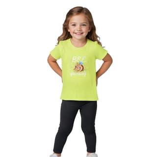 Girls T shirt Cotton Acid Lime Green Honeybee