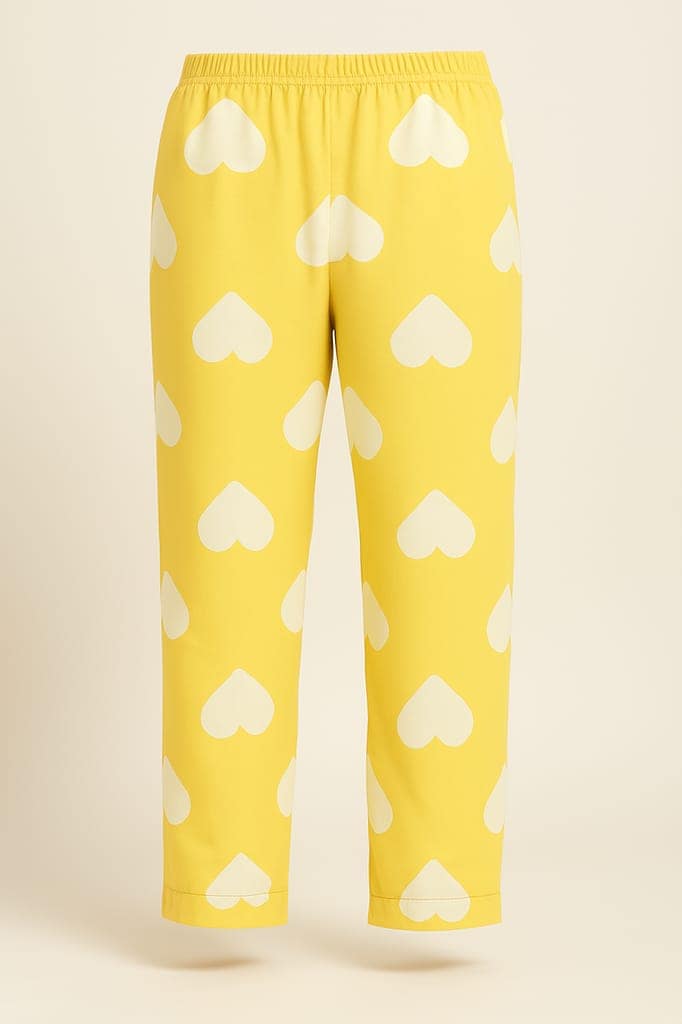 Yellow Heart Print Co-Ord Set for Women – Sleeveless Kurta with Matching Pants view 3