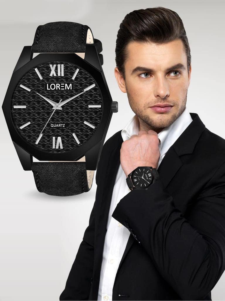 LOREM 3D Embossed Dial Analog Watch for Men view 6
