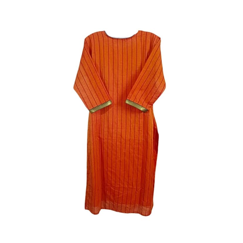 Sambalpuri Pure Cotton Women's Kurta in Orange | ShreeHive view 3