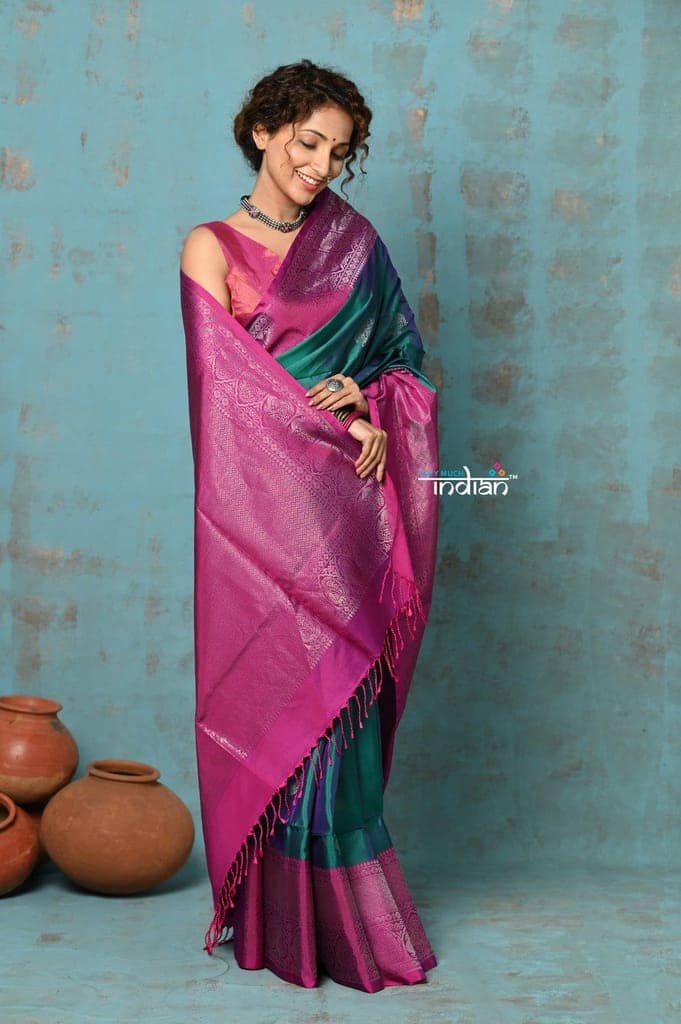 Anokhi ~ Handloom Pure Soft Silk Saree with Designer Pallu ~ Peacock Green (Limited Edition) view 4
