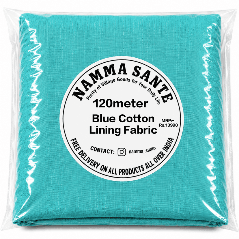 Blue Cotton Lining Fabric (Chhota Panna), Blue Cotton Lining Fibre (Chhota Panna), Blue Lining Cloth (Chhota Panna), Soft Blue Cotton Lining (Chhota Panna), Blue Garment Lining Fabric (Chhota Panna) view 3