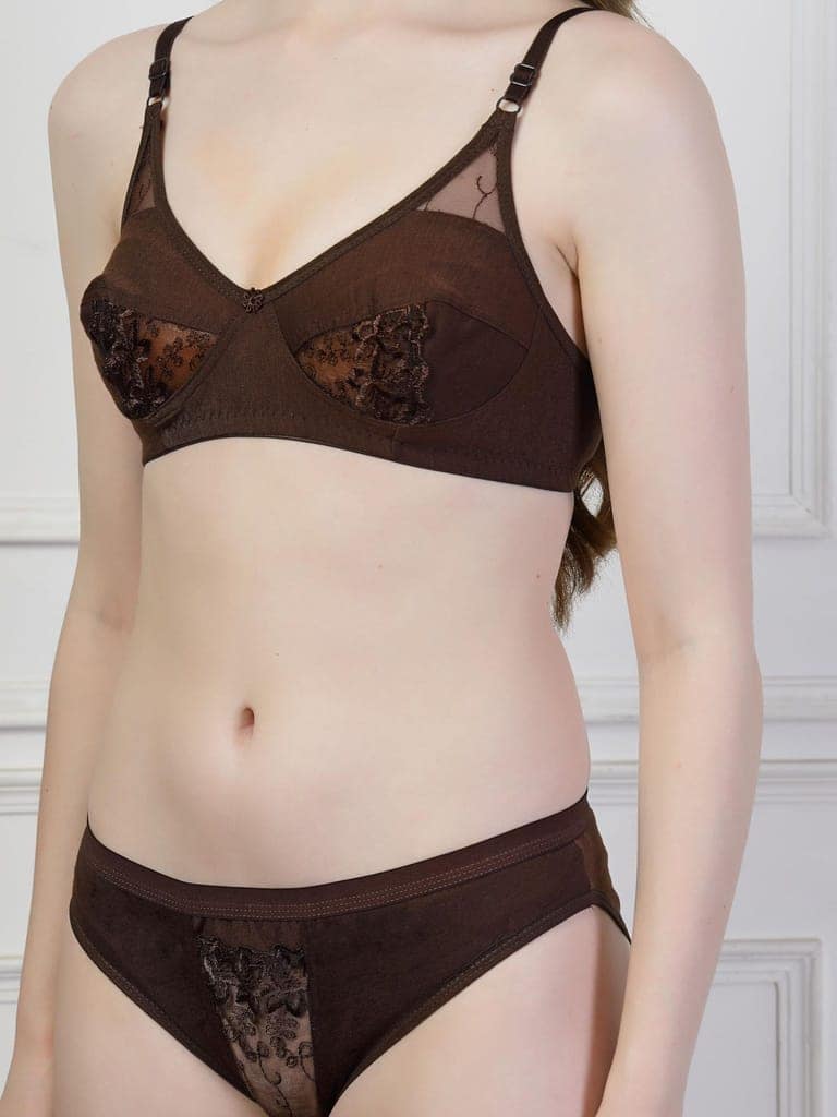 adornstar Women Cotton Lingerie Set with Solid Color Design | Non Wired and Non Padded Bra with Full Coverage Hipster Panty Set | Stylish and Soft Stretchable Fabric (Pack of 2) view 4
