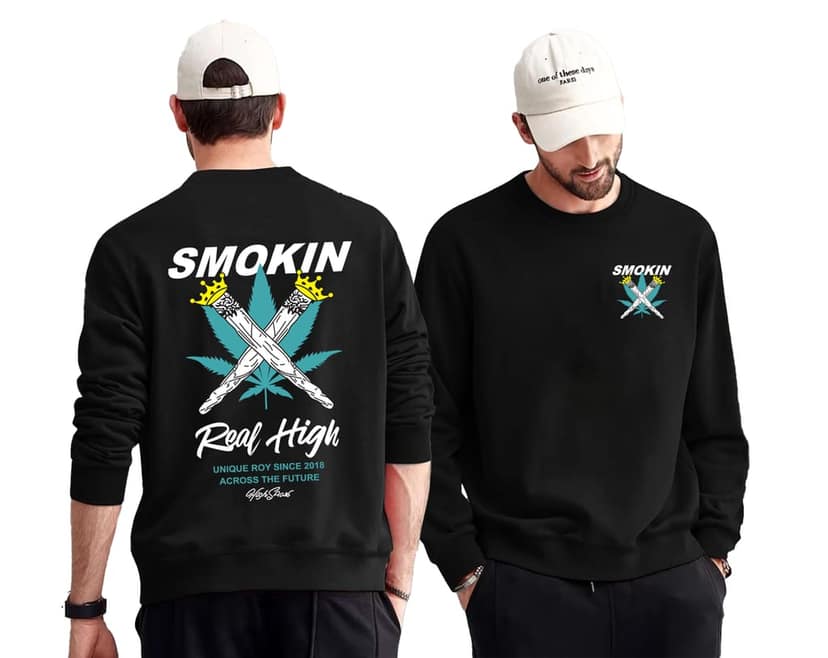 SCOTT FINCHER Men's "Smokin' Real High" Streetwear Sweatshirt : AA(RSSWT)BLACK_29 view 3