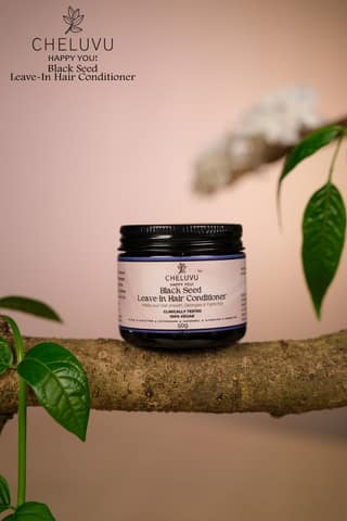 Cheluvu Black Seed Leave-in Hair Conditioner - 100% Vegan, Clinically Tested, Detangles, Fights Frizz, Eco Packaging, Sustainable" 50 gm