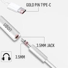 UBON Type-C to 3.5mm Headphone Jack Adapter, for Samsung Galaxy iphone16 view 2