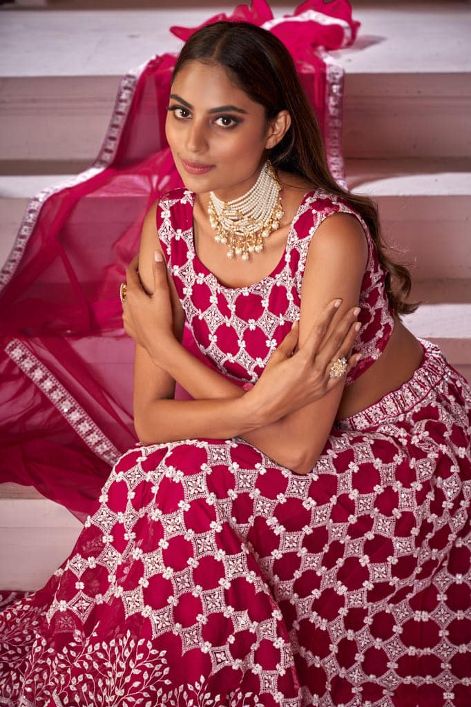 Rani Pink Sequance work heavy semi-stitched lehenga choli view 2
