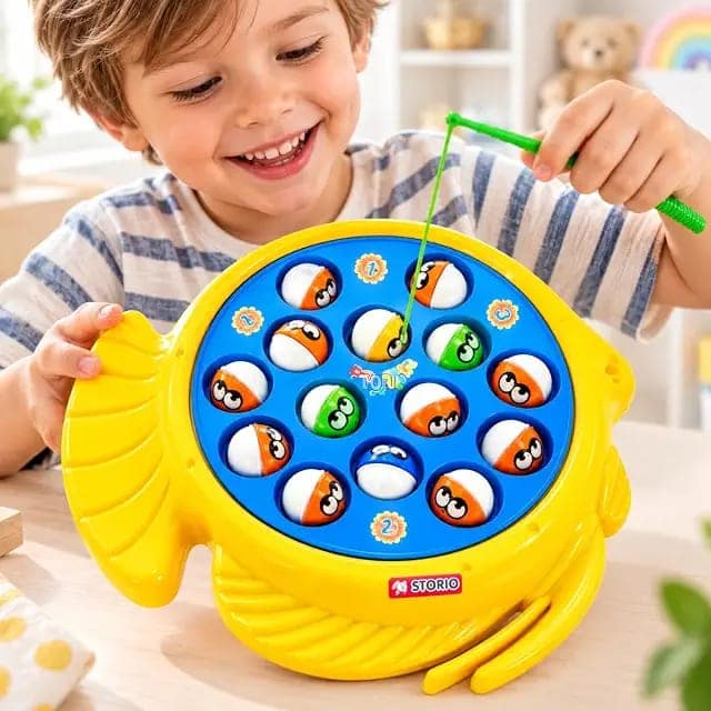 Premium Electronic Fishing Game for Kids|Rotating Fish Catching Toy with 15 Fish & 4 Magnetic Rods|Fun Interactive Board Game for Boys & Girls view 3