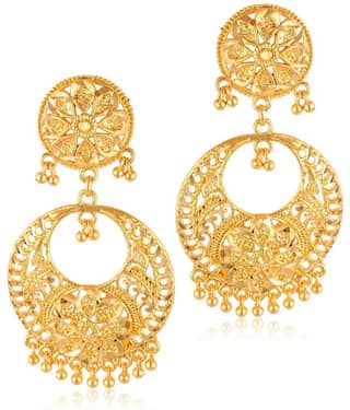 VIVASTRI Golden Jhumki Earrings ( Pack of 1 )