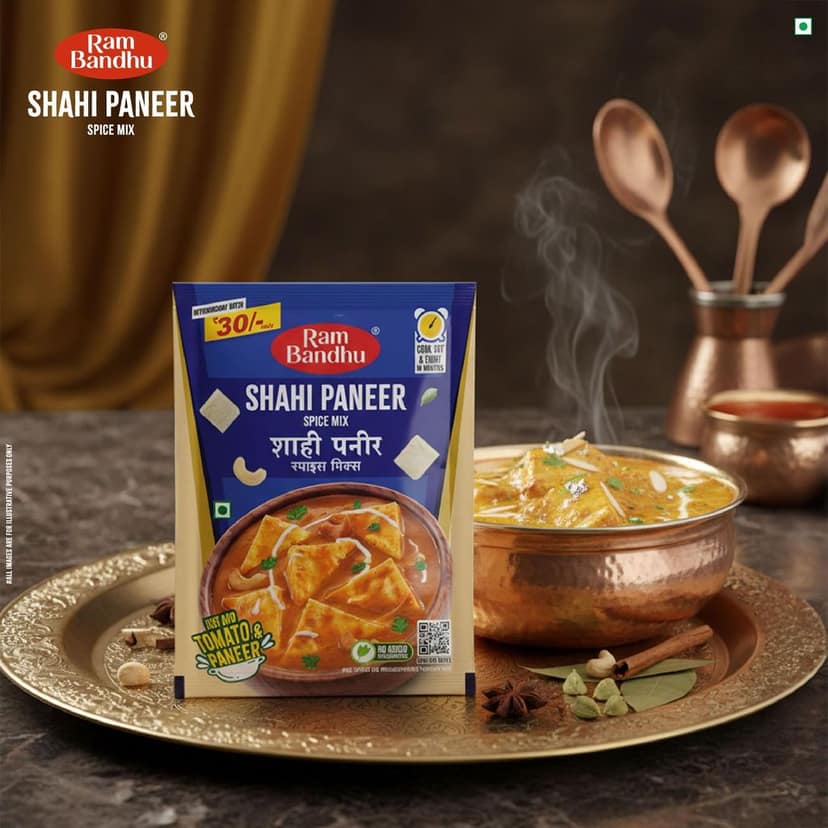 Ram Bandhu Shahi Paneer Spice Mix 50gm X 4 Pack | creamy and aromatic flavor | This pack of 4 (50g each) helps you prepare delicious | restaurant-style Shahi Paneer quickly and effortlessly at home view 3