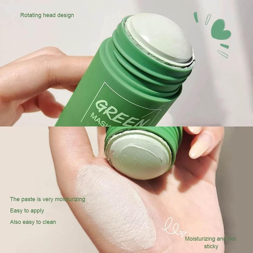 Green Tea Stick Mask - Natural Deep Cleansing Oil Control Acne Treatment Blackhead Remover Face Mask - Solid Mask Stick for Women and Men view 4