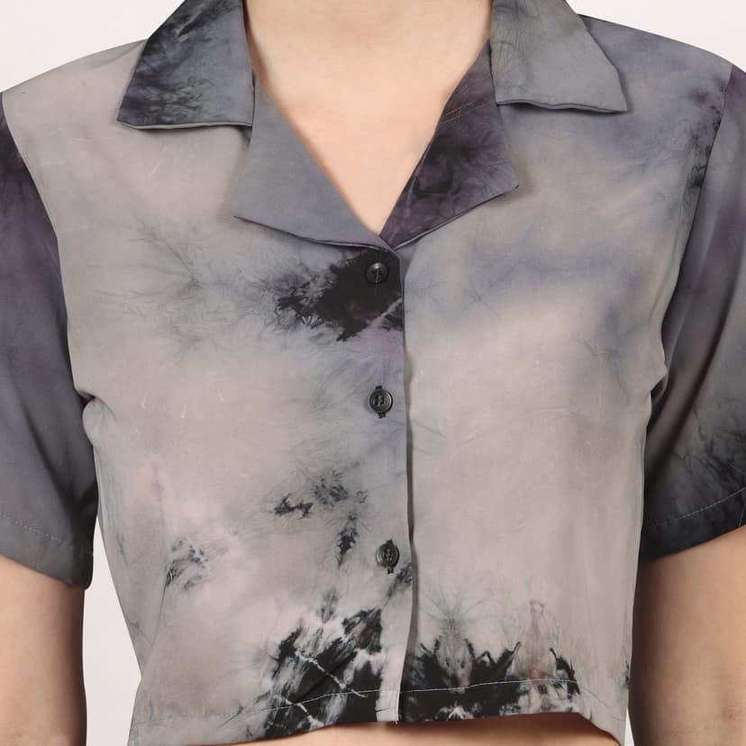 Women Stylish Tie & Dye Crop Shirt view 4