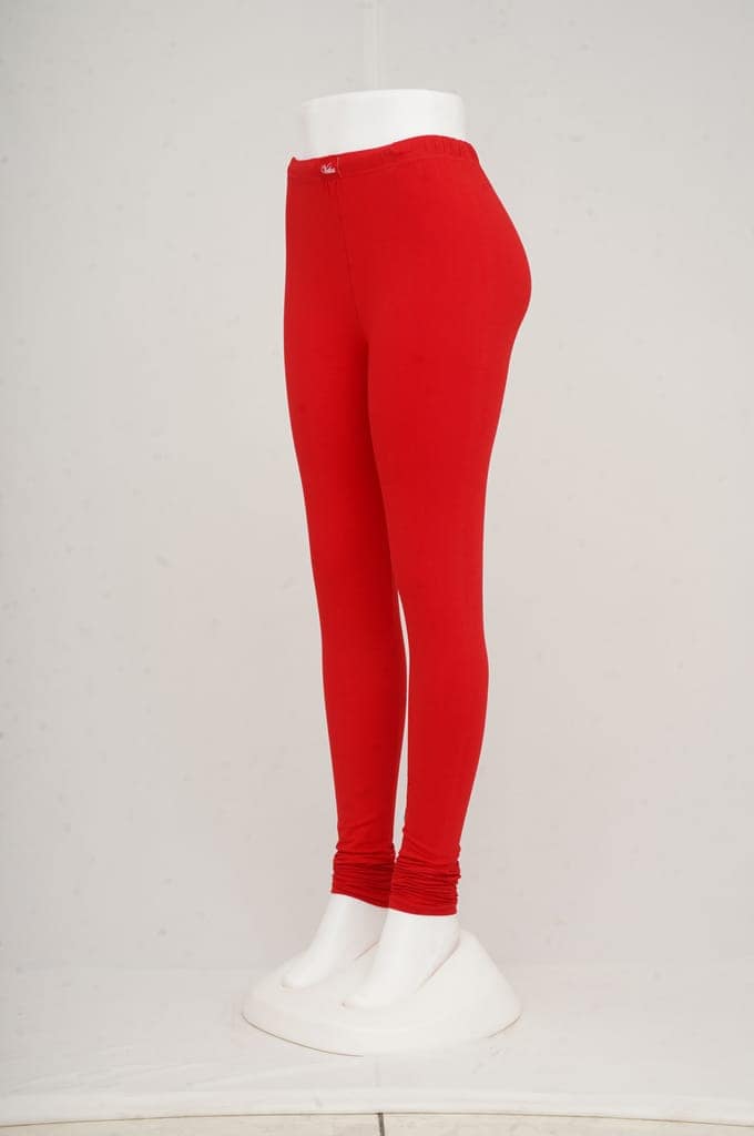 Women Bright Red Leggings view 2