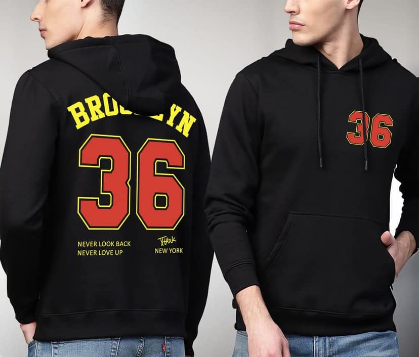 SCOTT FINCHER Men's Black Printed Brooklyn 36 Hoodie : AA(RSHOD)BLACK_21 view 3