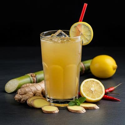 Sugarcane Juice with Ginger and Lemon