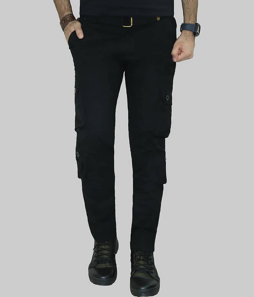 WARBURG Regular Flat Men's Cargos - Black ( Pack of 1 )