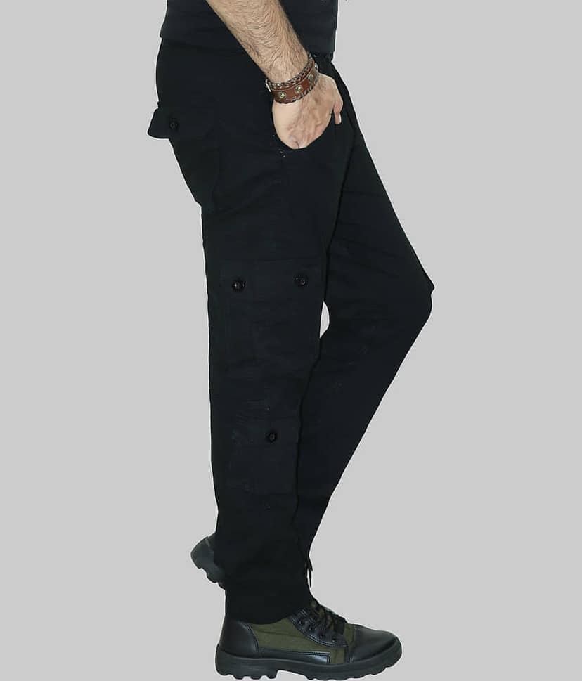 WARBURG Regular Flat Men's Cargos - Black ( Pack of 1 ) view 2