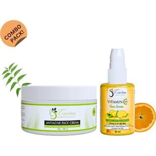 COCOBEE Anti-Acne Face Cream Pack of 1, (50g) Vitamin C Face Serum Pack of 1 (30ml) Acne Treatment, Brightening