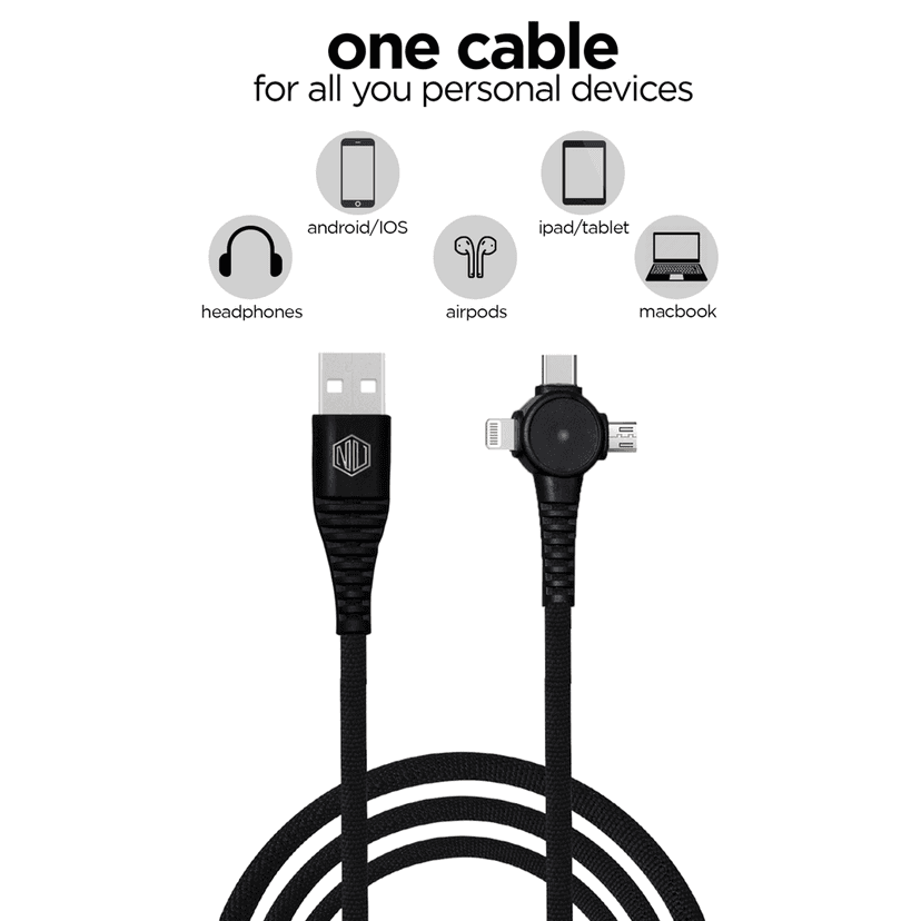 Blaze Trinity 2.0 50W 3 In One Cable (Type-C+Micro USB+Type-L) view 2