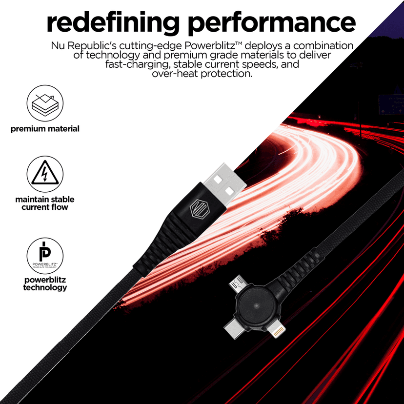 Blaze Trinity 2.0 50W 3 In One Cable (Type-C+Micro USB+Type-L) view 3