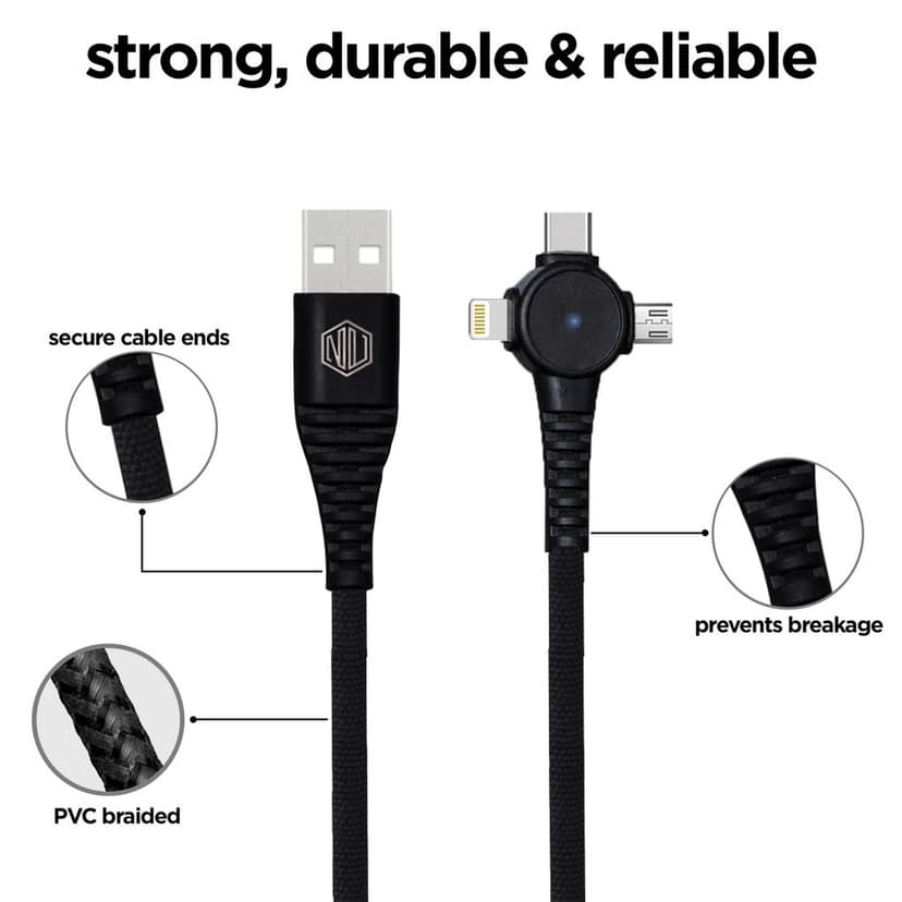 Blaze Trinity 2.0 50W 3 In One Cable (Type-C+Micro USB+Type-L) view 8