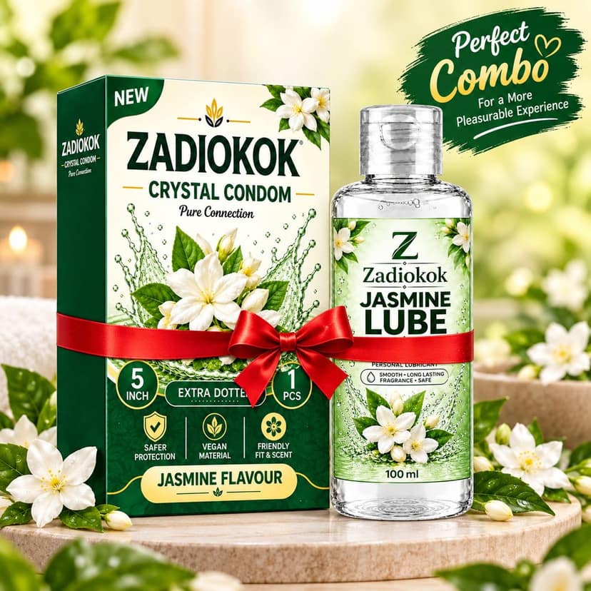 ZADIOKOK 5 Inch Extra Dotted Crystal Condom Reusable Condom with 100 ml Jasmine Lube Combo