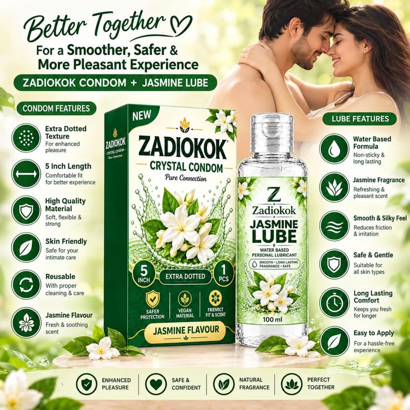 ZADIOKOK 5 Inch Extra Dotted Crystal Condom Reusable Condom with 100 ml Jasmine Lube Combo view 2