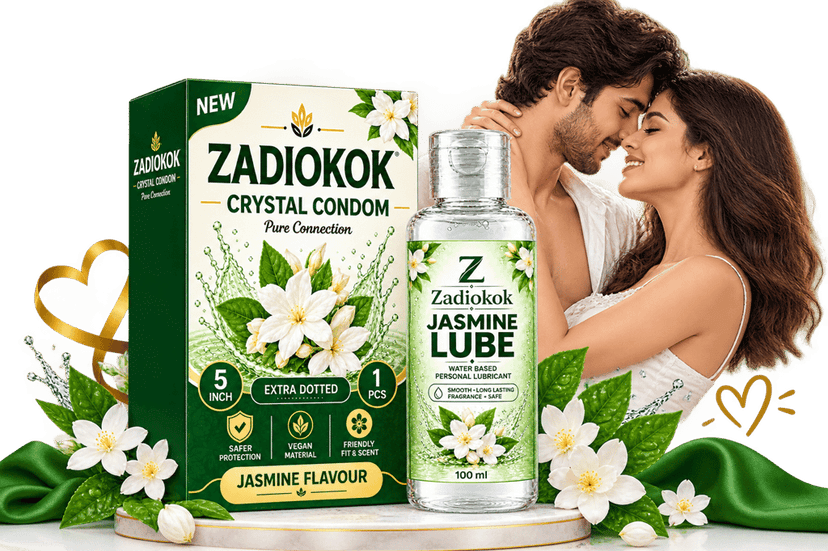 ZADIOKOK 5 Inch Extra Dotted Crystal Condom Reusable Condom with 100 ml Jasmine Lube Combo view 3