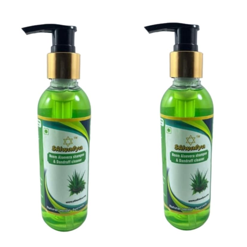 SHIWALYA Natural Herbal Neem and Aloe Vera Shampoo Gets hair rid of Dandruff| Cools the scalp Pack of 2, view 4