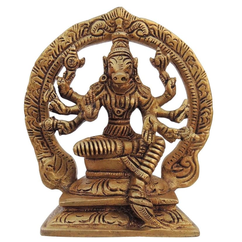 Handcrafted Brass Varaha Avatar God Idol | Vastu Decor, Height : 5 Inch (BSMAS1328 D) view 2
