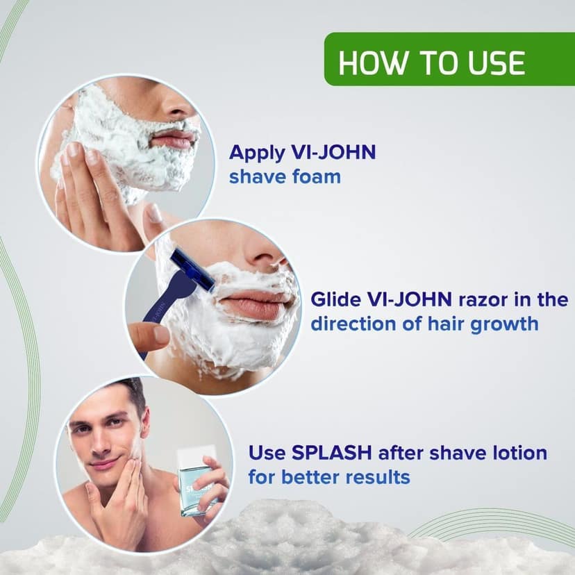 VI-JOHN Menthol Shaving Foam With 5 Way Action, Tea Tree Oil & Vitamin E - 200 GM (For Sensitive Skin) view 6