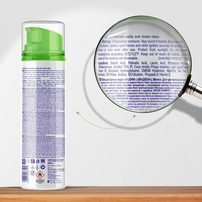 VI-JOHN Menthol Shaving Foam With 5 Way Action, Tea Tree Oil & Vitamin E - 200 GM (For Sensitive Skin) view 8