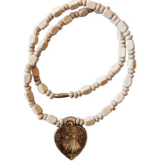 Radhe Krishna Tulsi Mala Beads Wood Necklace