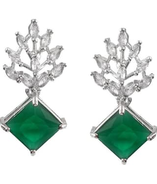 Jewar Mandi - Navy Blue Danglers Earrings ( Pack of 1 )
