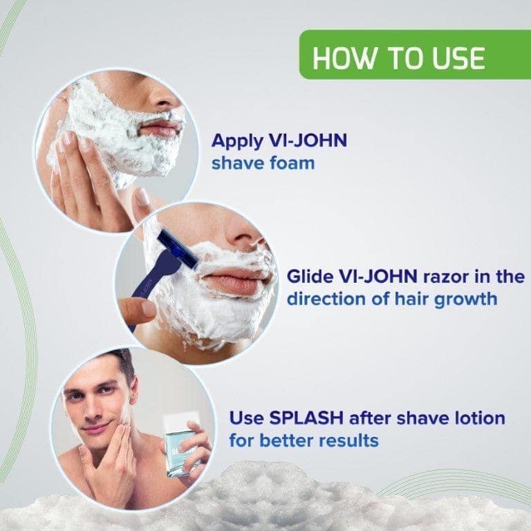 VI-JOHN Shaving Foam For Sensitive Skin With Tea Tree Oil, Vitamin E & Bacti Guard Formula Skin 400 GM (Pack Of 3 - 1200 GM) view 7