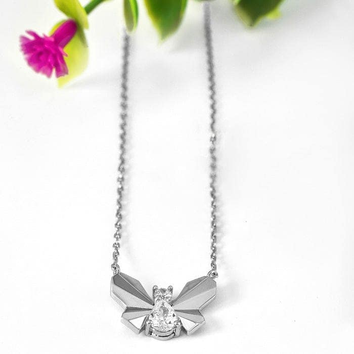 Silver Social Butterfly Pendant with Chain view 3