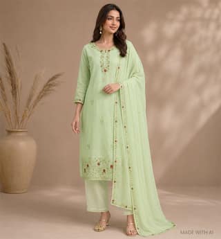Handcrafted Zari Zardozi Georgette Kurta and Dupatta Set