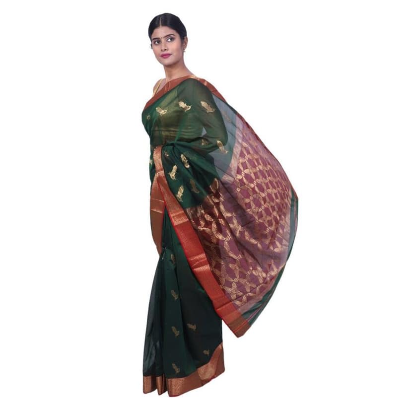 HANDLOOM MAHESHWARI TRADITIONAL SAREE WITH BLOUSE (SKU - 3S0106030422 SAREE- 134) view 2