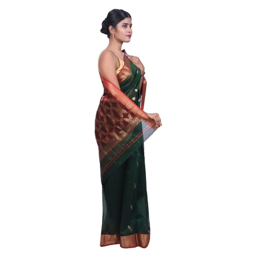 HANDLOOM MAHESHWARI TRADITIONAL SAREE WITH BLOUSE (SKU - 3S0106030422 SAREE- 134) view 3