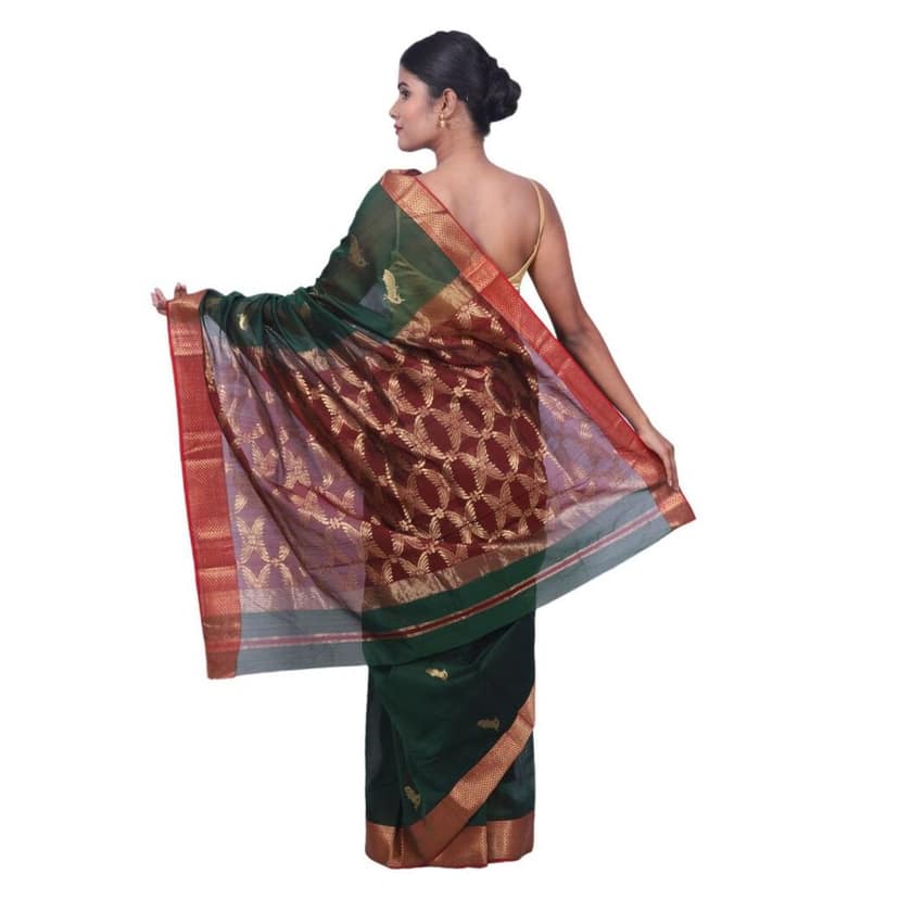 HANDLOOM MAHESHWARI TRADITIONAL SAREE WITH BLOUSE (SKU - 3S0106030422 SAREE- 134) view 4
