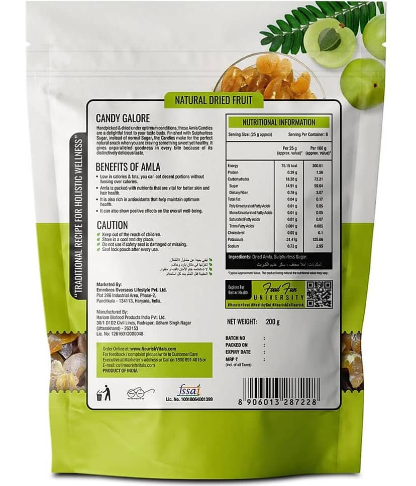 NourishVitals Amla Fruit Dried Candy, 200g x Pack of 2 - 100% Natural, No Added Preservatives, Source of Vitamin C, Traditional Recipe view 4