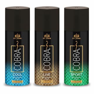 ST-JOHN cobra limited edition deo Cool,Live,Sport for men 450 ml (PACK OF 3) Deodorant Spray - For Men Deodorant Spray - For Men (450 ml, Pack of 3)