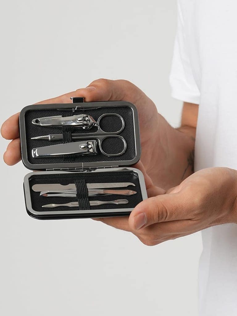 PREPT 6-Piece Men's Grooming Kit with Case, Nail Clipper, Scissors, Tweezer, File, Ear Stick view 8